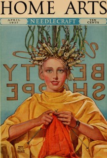 Woman in Curlers Knits 1927