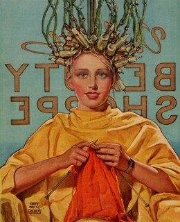 Woman in Curlers Knits 1927
