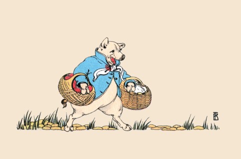 Curly Tail Brings Food 1913