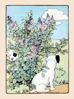 Snip and Snap Play in the Lilac Bushes 1914