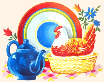 Chicken Casserole Dish and Teapot 1935