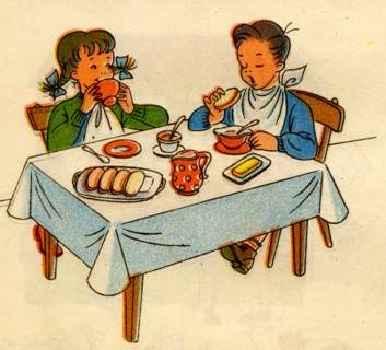Boy & Girl have breakfast
