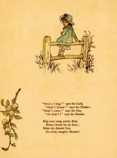 Young Girl sits on Fence and hope that it will not rain 1875