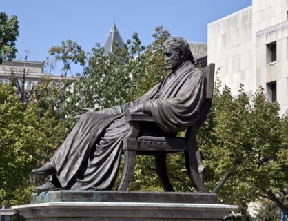 Statue of John Marshall, at the John Marshall Memorial Park, NW, Washington, D.C.  2010