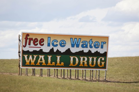 Wall Drug billboard: "Free Ice Water," Wall, South Dakota 2006