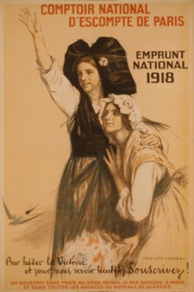 Comptoir national d'escompte de Paris. Emprunt National 1918. Pour hâter la victoire, et pour nous revoir bient't, souscrivez! 1918