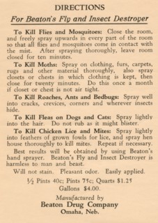 Directions for Beaton's Fly and Insect Destroyer 1920
