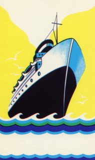 Steamship Cruise liner Boom Label 1910