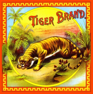 Tiger Brand Tobacco Label 1870