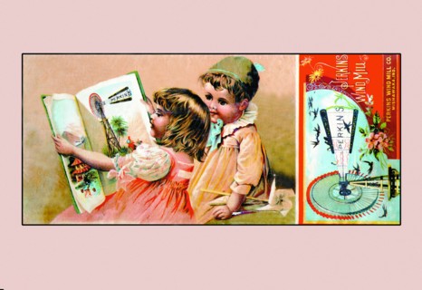Youngsters Admiring a Perkins Windmill Catalog 1890