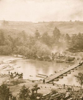 Canvas pontoon bridge across the North Anna, constructed by the 50th New York Engineers 1863