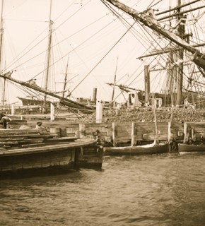 Charleston, South Carolina. View of the wharves near the Battery 1865
