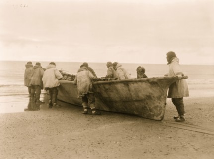 Launching the whale boat--Cape Prince of Wales 1929