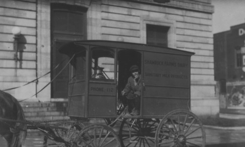 13-year-old boy working for Bingham Bros. Dairy. works seven days in the week driving the wagon, and on the farm six afternoons. 1916