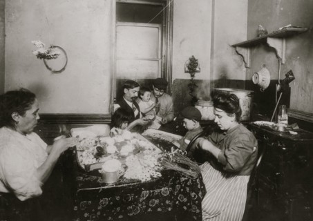 Italian Family makes flowers from their tenement apartment 1911