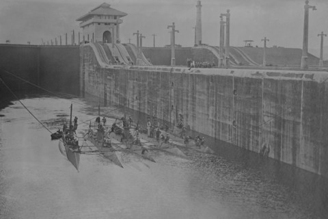 4 US Navy Submarines in the Gatun Locks in the Panama Canal