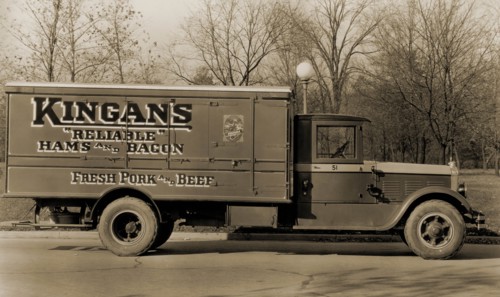 Kingan's "Reliable" Hams and Bacon, Fresh Pork and Beef Delivery Truck