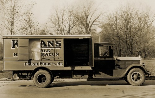 Kingan's "Reliable" Hams and Bacon, Fresh Pork and Beef Delivery Truck