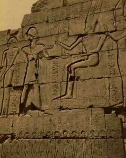 A section of the bas-relief on the front of Ramusseum, the mortuary temple of Ramses II. 1880