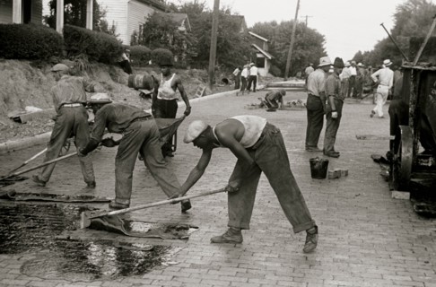 African American & white workers Repairing Route 40, central Ohio 1935