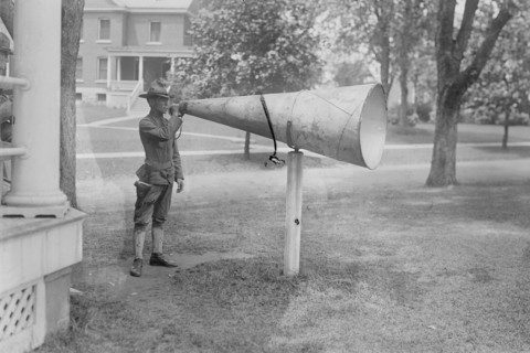 Army Bugler employs Large Megaphone to Wake Everyone