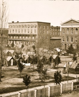 Atlanta, Ga. Trout House, Masonic Hall, and Federal encampment on Decatur Street 1864