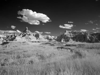Infrared view of the Badlands. Badlands National Park, South Dakota 2007