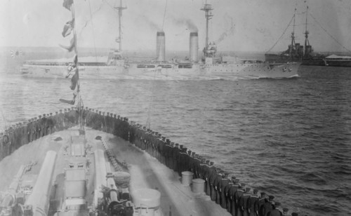 Japanese Naval review - Tsukuba with Emperor aboard