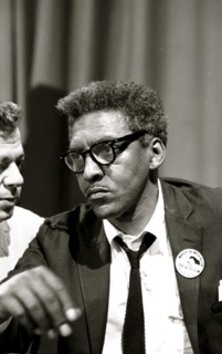 Bayard Rustin at news briefing on the Civil Rights March on Washington 1963