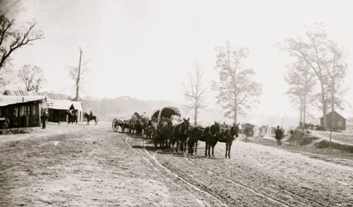 Big Black River Station, Miss. Wagons and sheds 1864