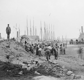 Blackes working along the wharf 1863
