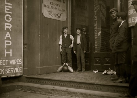 Bowling alley boys, New Haven, Conn. Many of these work until late at night.  1909