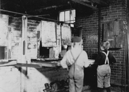 Boys at Lehr glass works. 1908