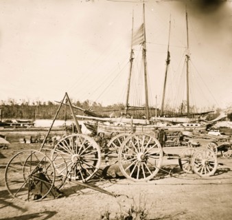 Broadway Landing, Appomattox River, Virginia. Supply boats and stores 1863