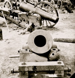 Broadway Landing, Appomattox River, Virginia. View of mortar and artillery 1865