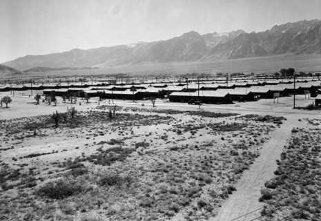 Manzanar from guard tower, summer heat 1943
