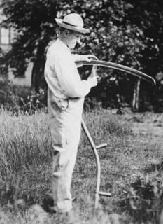 Calvin Coolidge with a Scythe