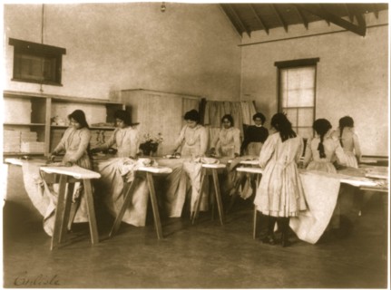 Carlisle Indian School, Carlisle, Pa. Ironing class 1901