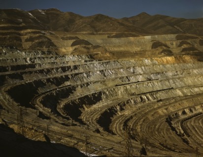 Open-pit workings of the Utah Copper Company, Bingham Canyon, Utah. 1942
