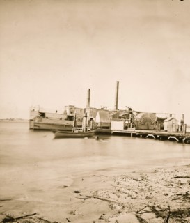 Charleston, South Carolina (vicinity).] Steamers at wharf 1865