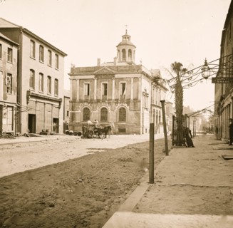 Charleston, South Carolina. Post office, East Bay Street, showing the only Palmetto tree in the city