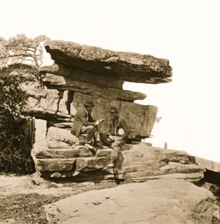 Chattanooga, Tennessee (vicinity). View of Umbrella Rock, Lookout Mountain 1864