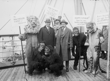 Chrysler has a Bon Voyage from Clowned figures on Board ship before it leaves for Europe