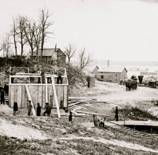 City Point, Virginia. Building storehouse and railroad depot 1864