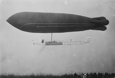 Clement-Bayard dirigible in flight, France