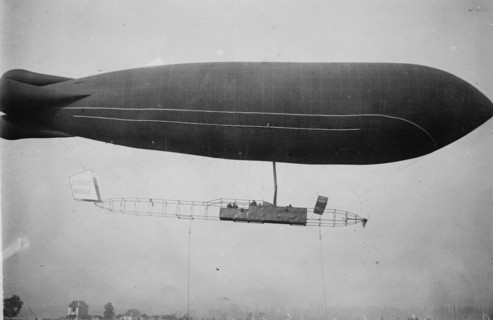 Clement-Bayard dirigible in flight, France