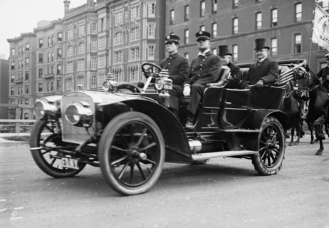 Croker, Hayes and Mayor McClellan in carriage, New York 1896