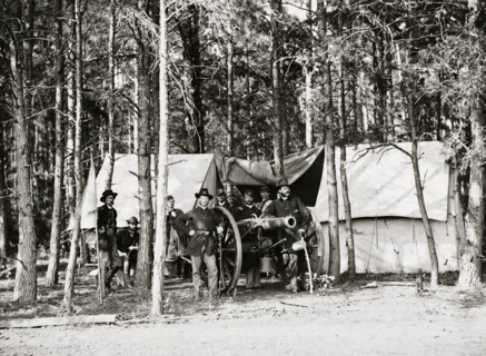 Culpeper, Va. Group of officers with gun at artillery headquarters 1863