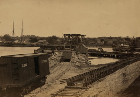 Dock on the south side of the James River, opposite Richmond, Va. 1863