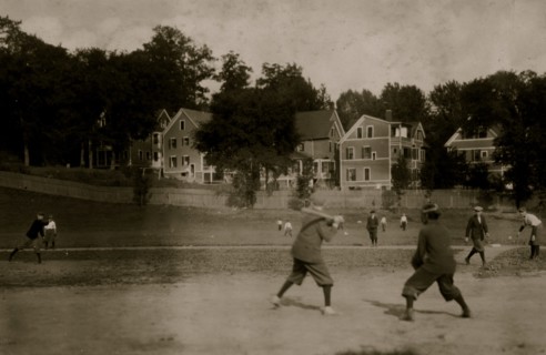 Emerson Wight Playground - 4:40 P.M., the workers play baseball 1916